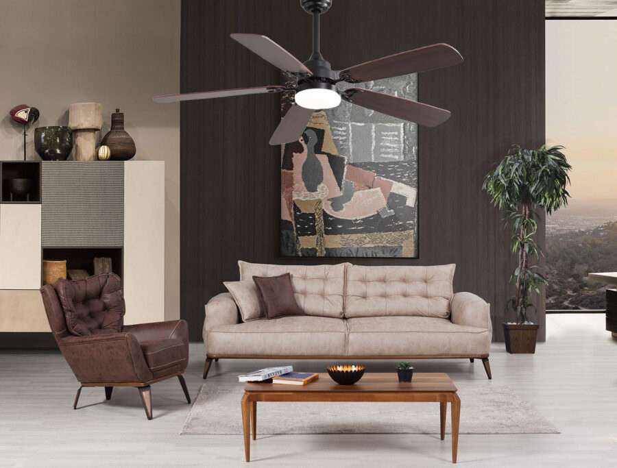 Fancium DKF-510 Kahverengi LED Aydınlatmalı Uzaktan Kumandalı Tavan Vantilatörü